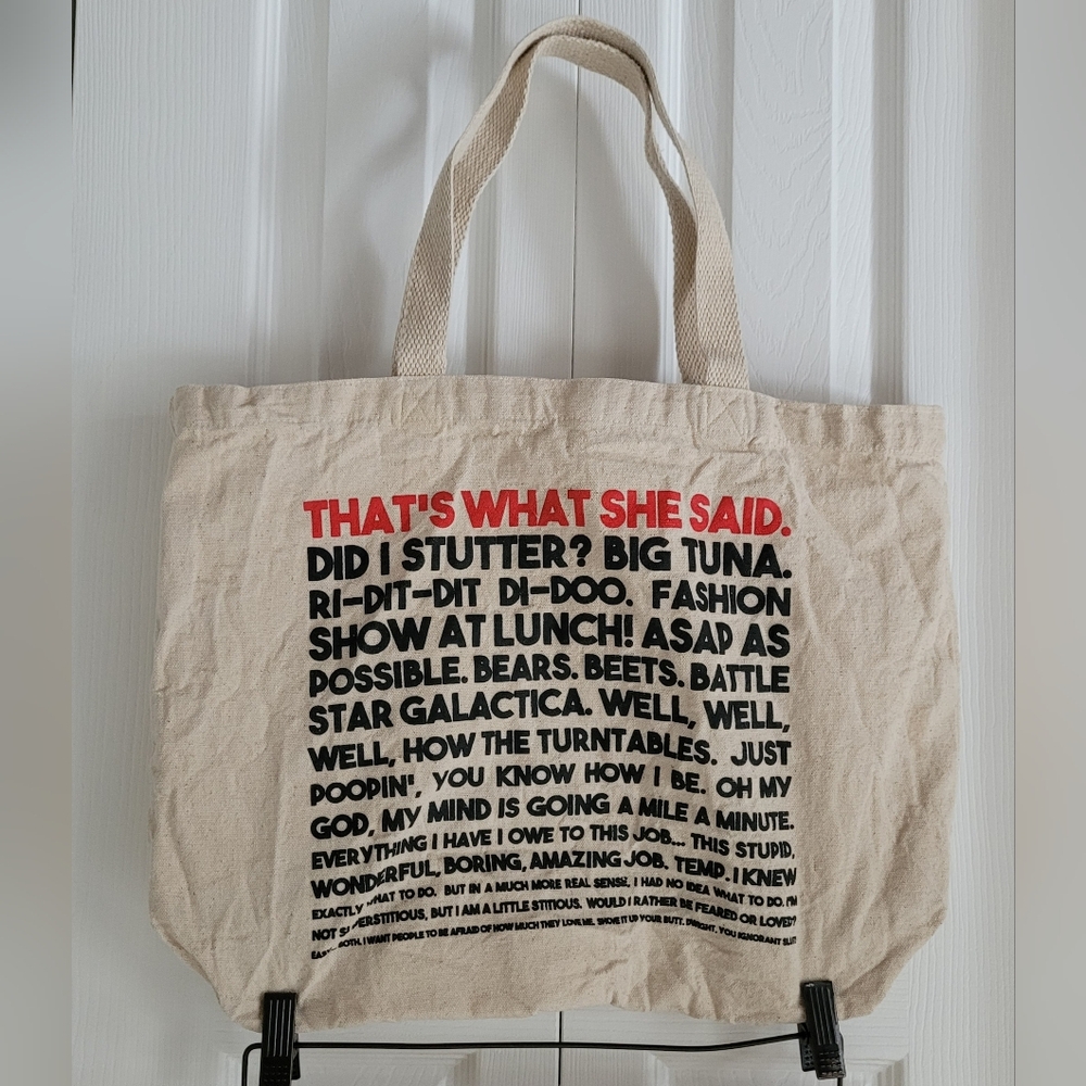 THE OFFICE GRAPHIC CHARACTER QUOTES TOTE BAG 100% COTTON REUSABLE NATURAL